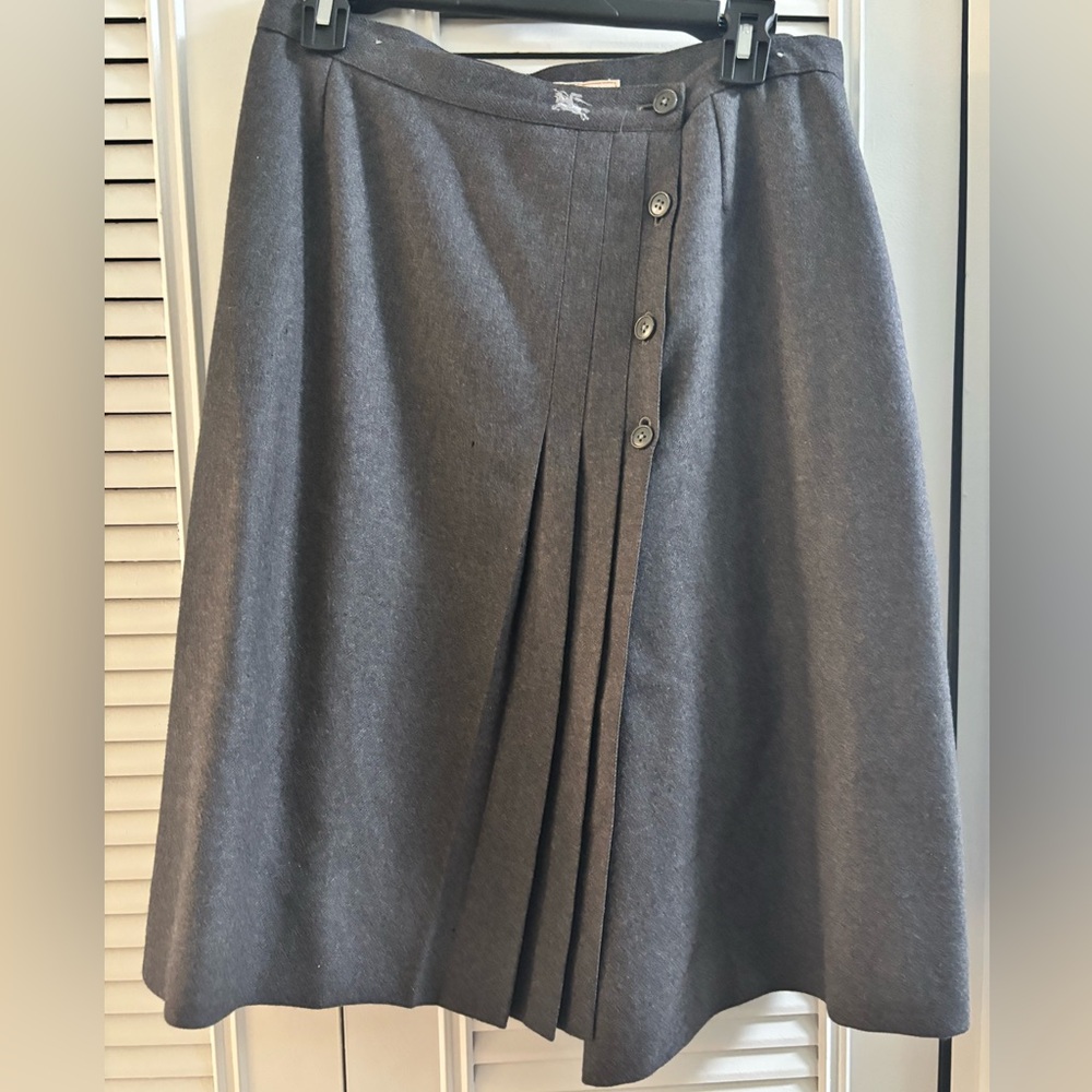 Vintage 80s Wool Burberry Wrap Kilt Style Skirt-0268